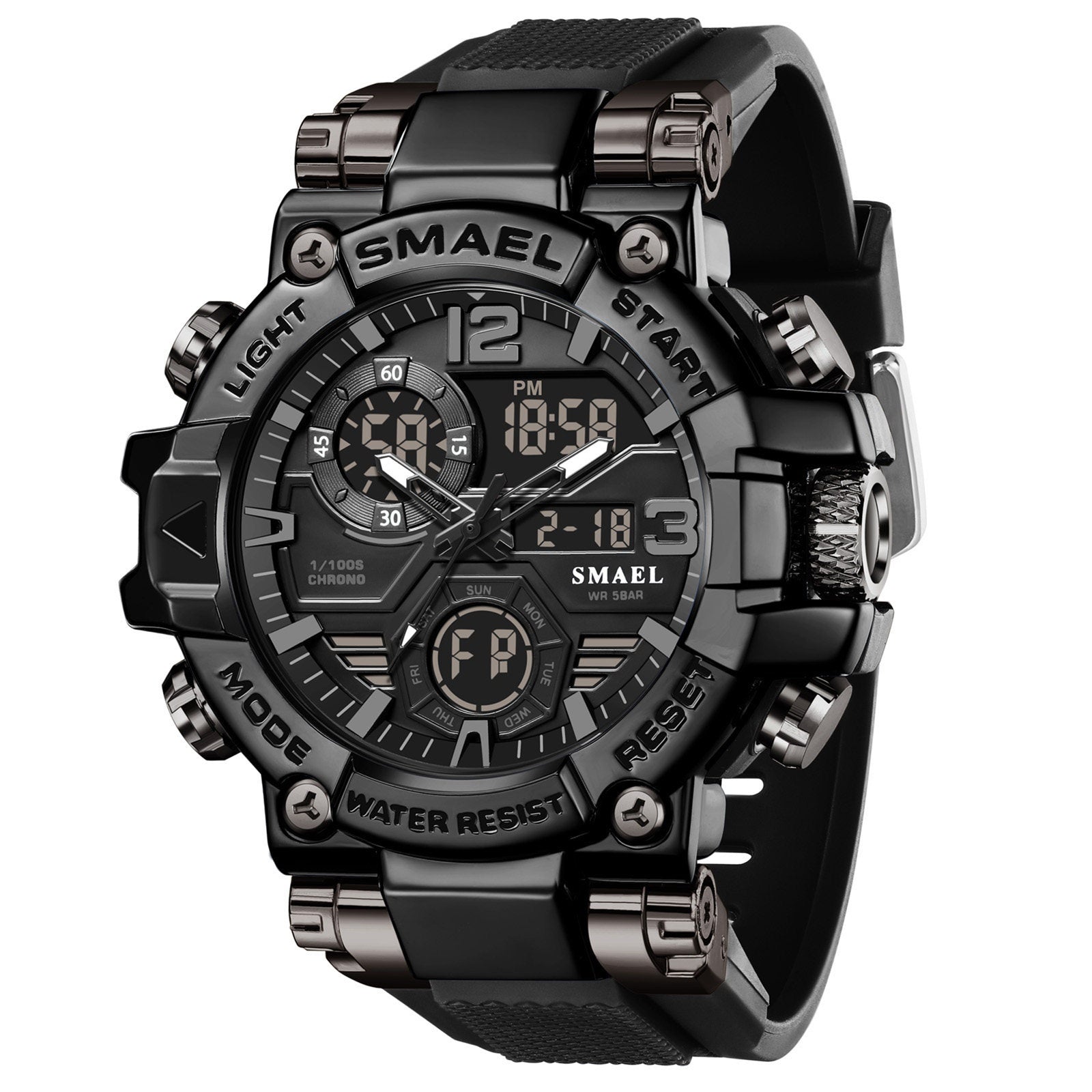 Mens Alloy Multicolor Multi-Function Dual-Display Sports Watch