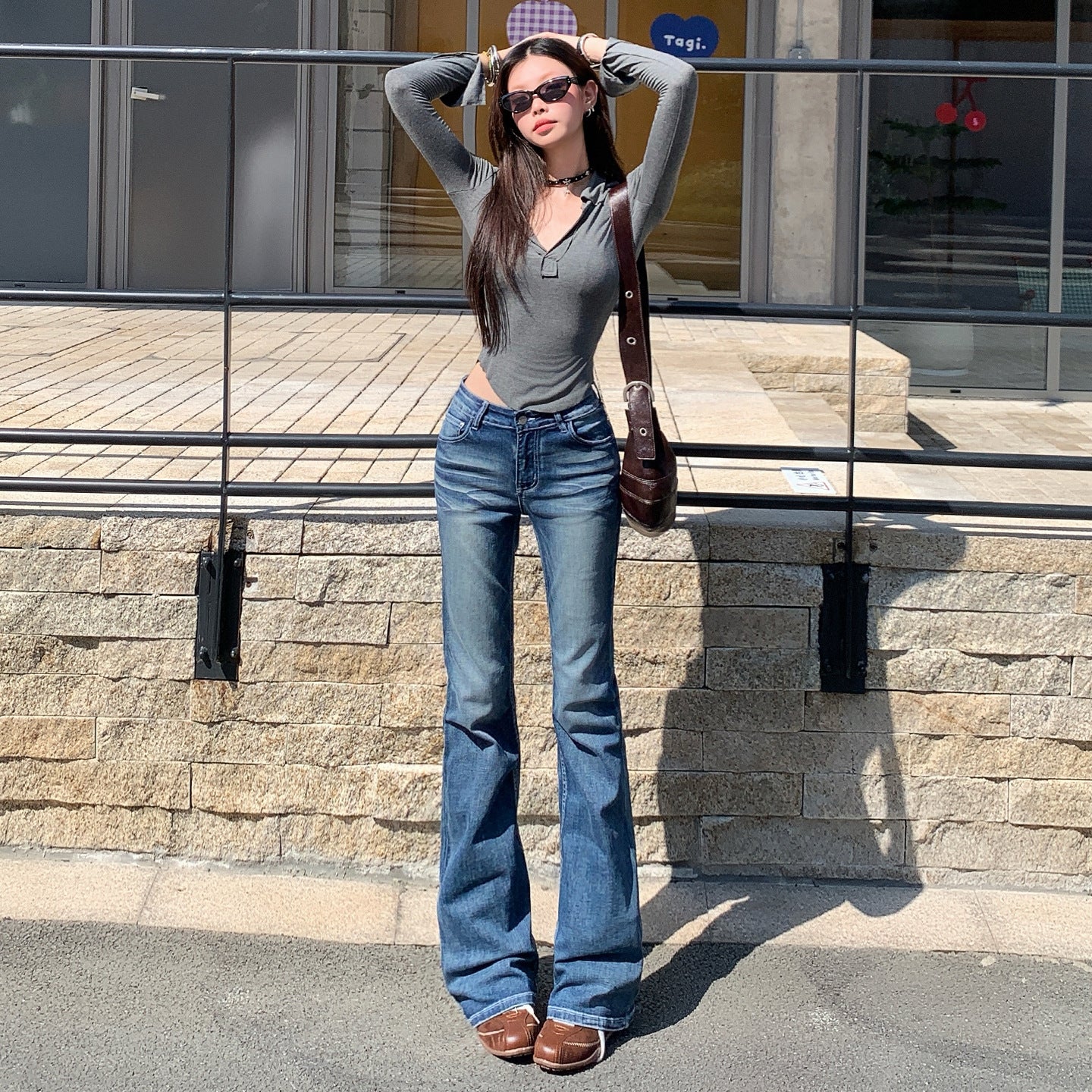 American-style Vintage Low-rise Slim Straight-leg Jeans For Women