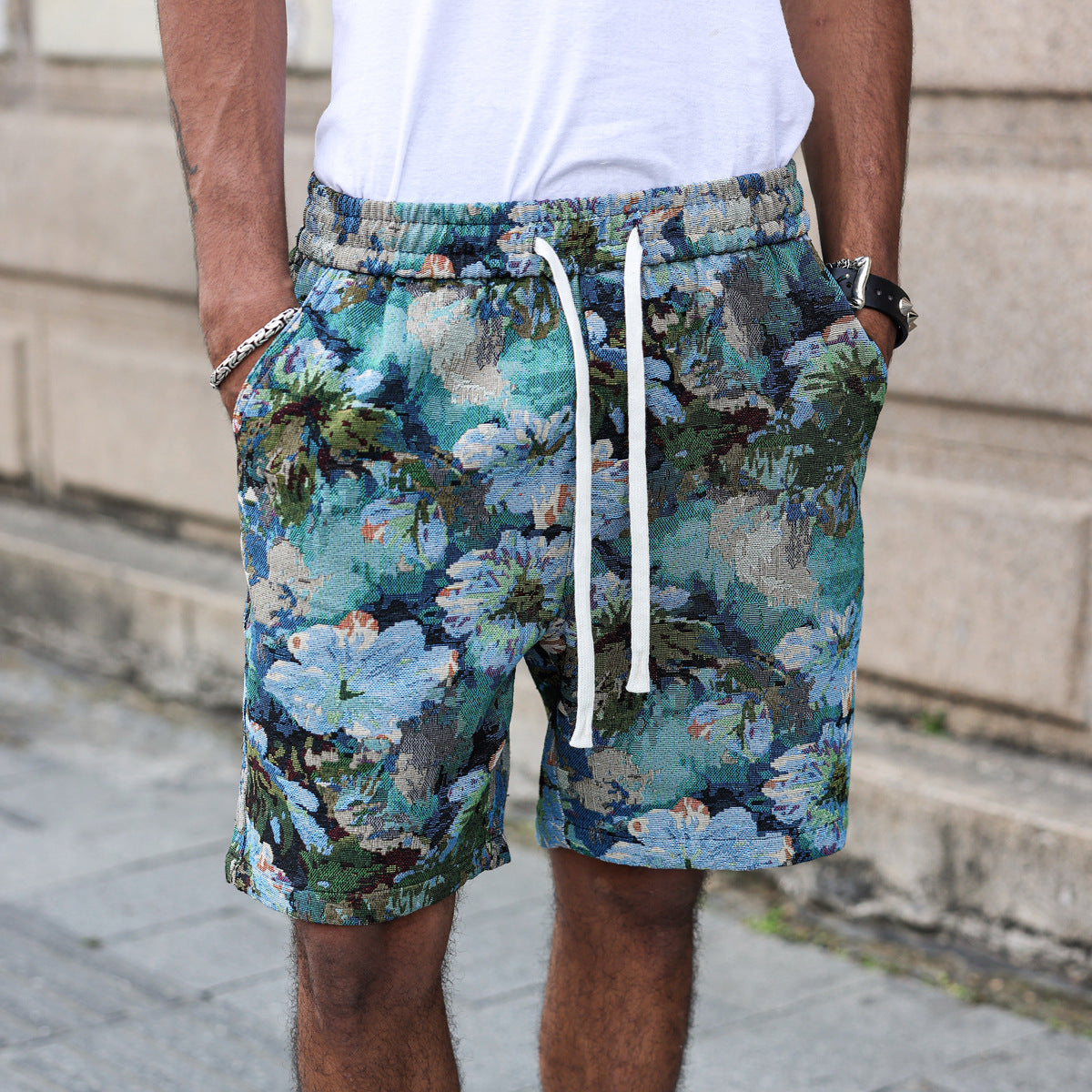 Fashionable Lake-Blue Summer Casual Shorts