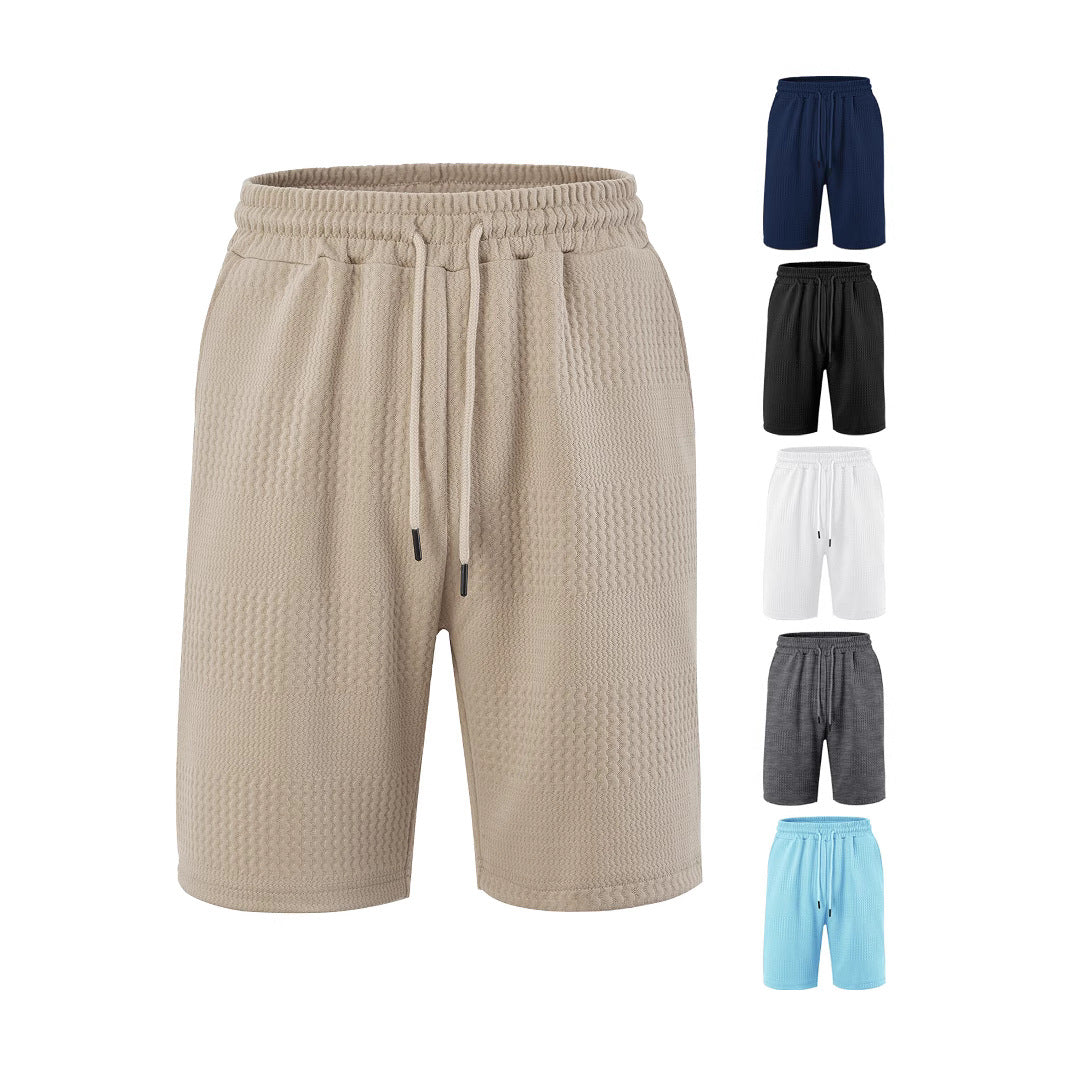 Loose Large Horizontal Stripe Jacquard Fabric Men's Casual Shorts