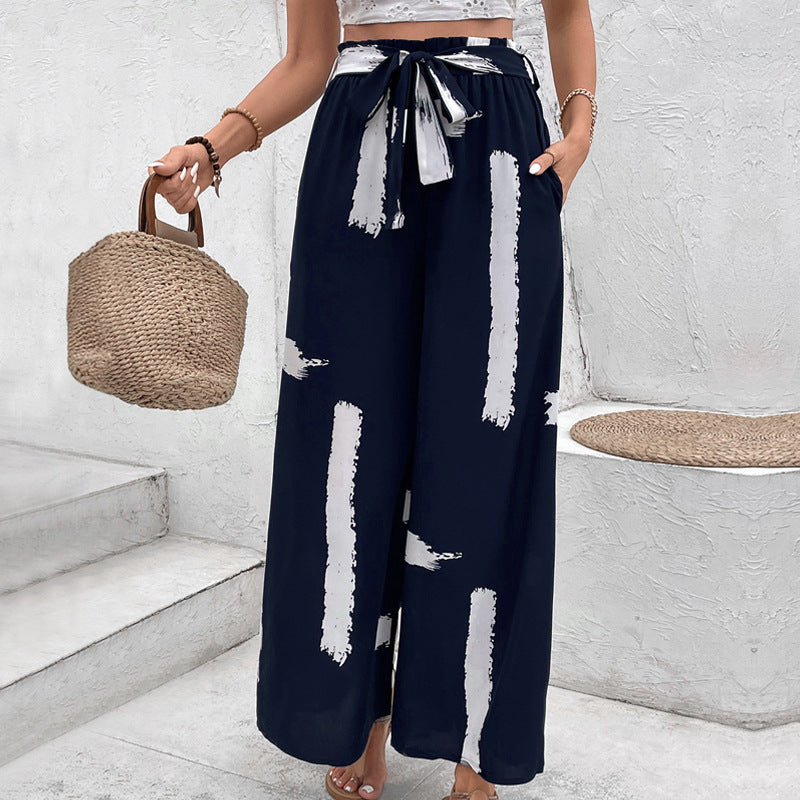 Fashionable Printed High-Waist Wide-Leg Pants For Women