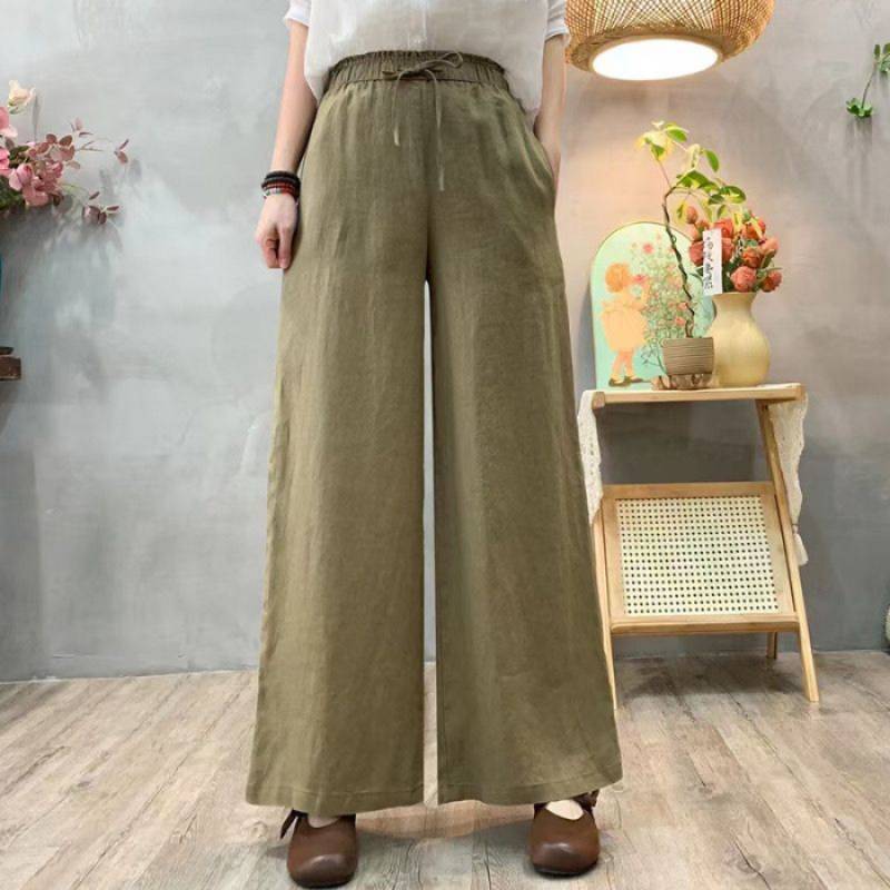 Women's Cotton-Linen High-Waist Loose Pants