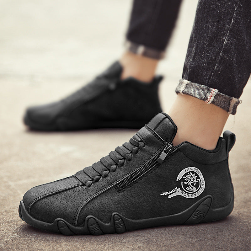 Plus-size Leather Waterproof Low-top And Mid-top Outdoor Sneakers