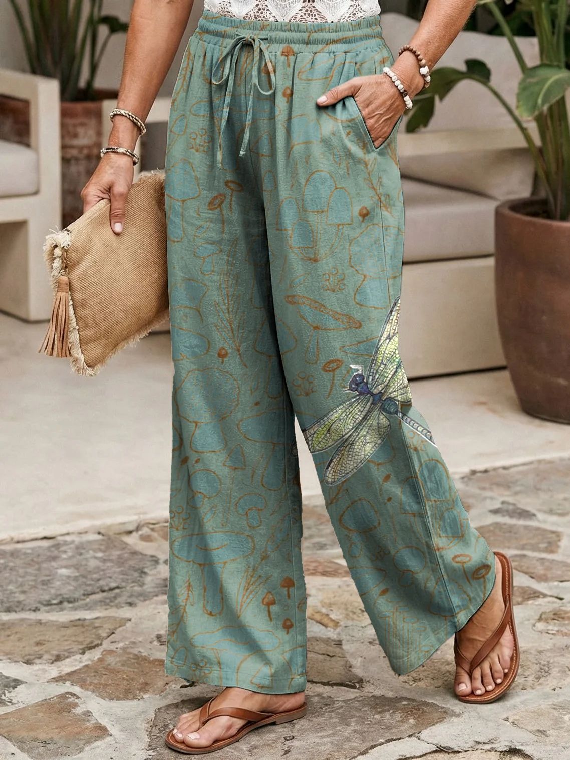 Best-Selling Loose Casual Fashionable Wide-Leg Pants With Digital Print