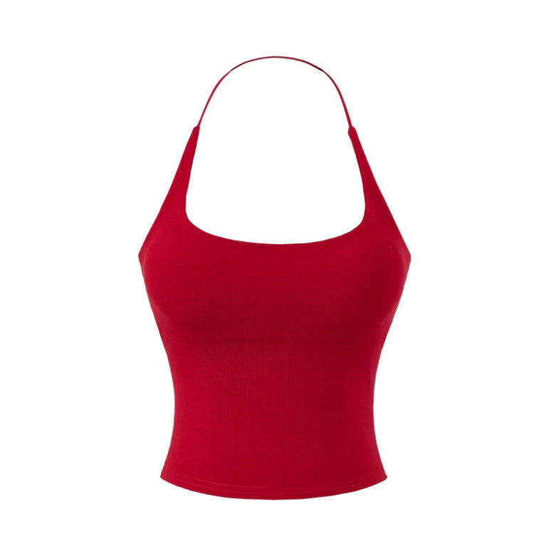 New European And American-style Chic Solid-color Backless Top For Bold Stylish Looks