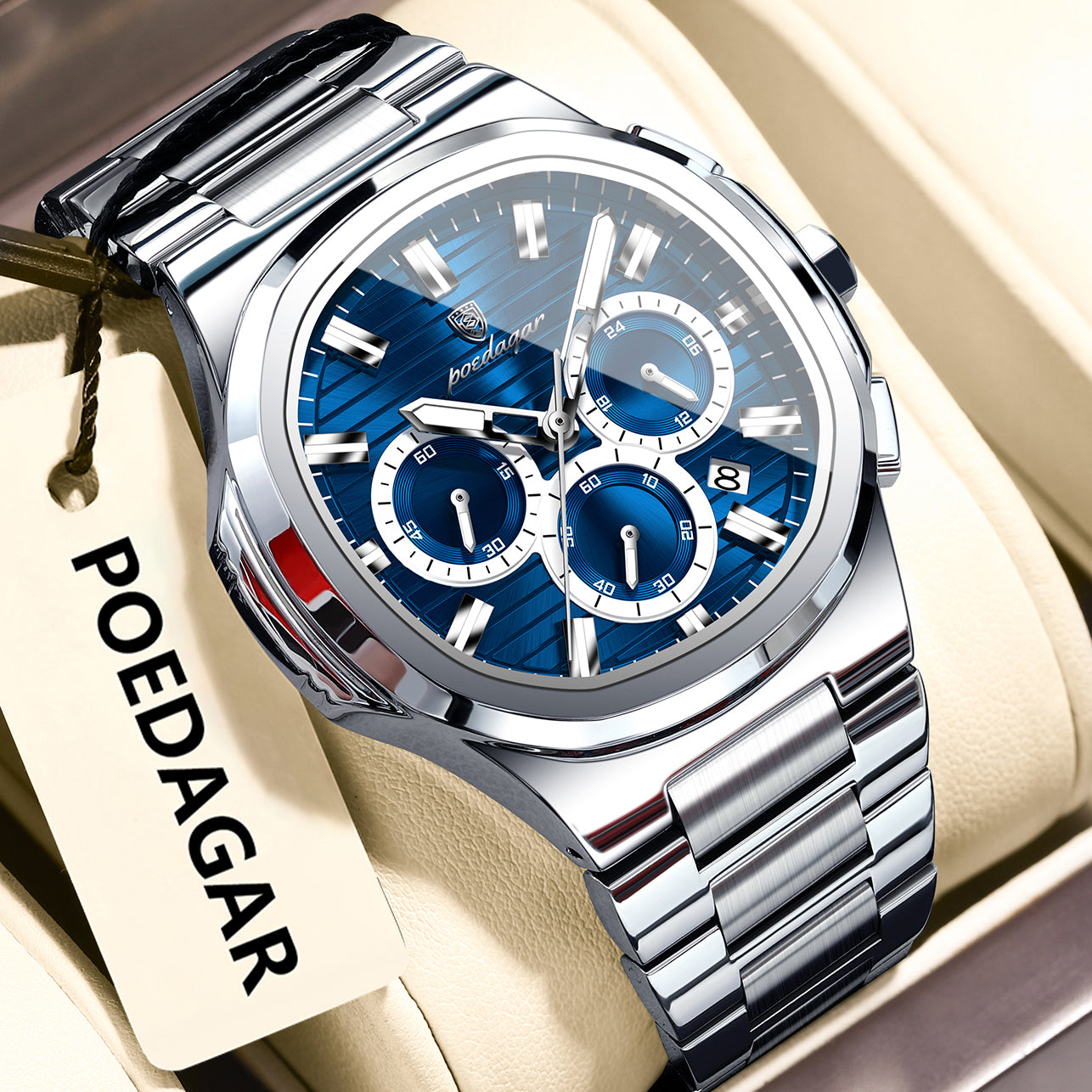 Mens Waterproof Multifunctional Luminous Watch