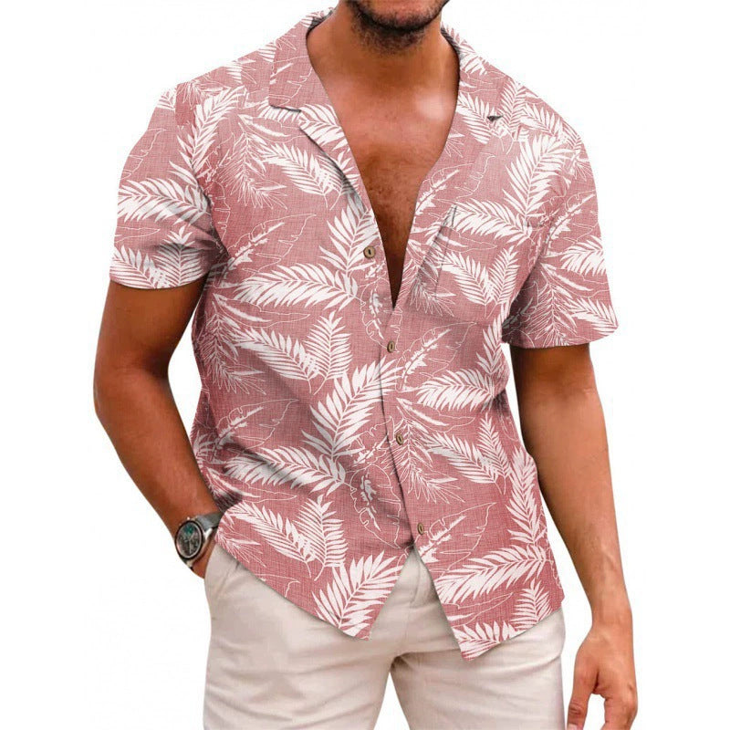 Mens 3D Digital print Short sleeve Lapel Shirt