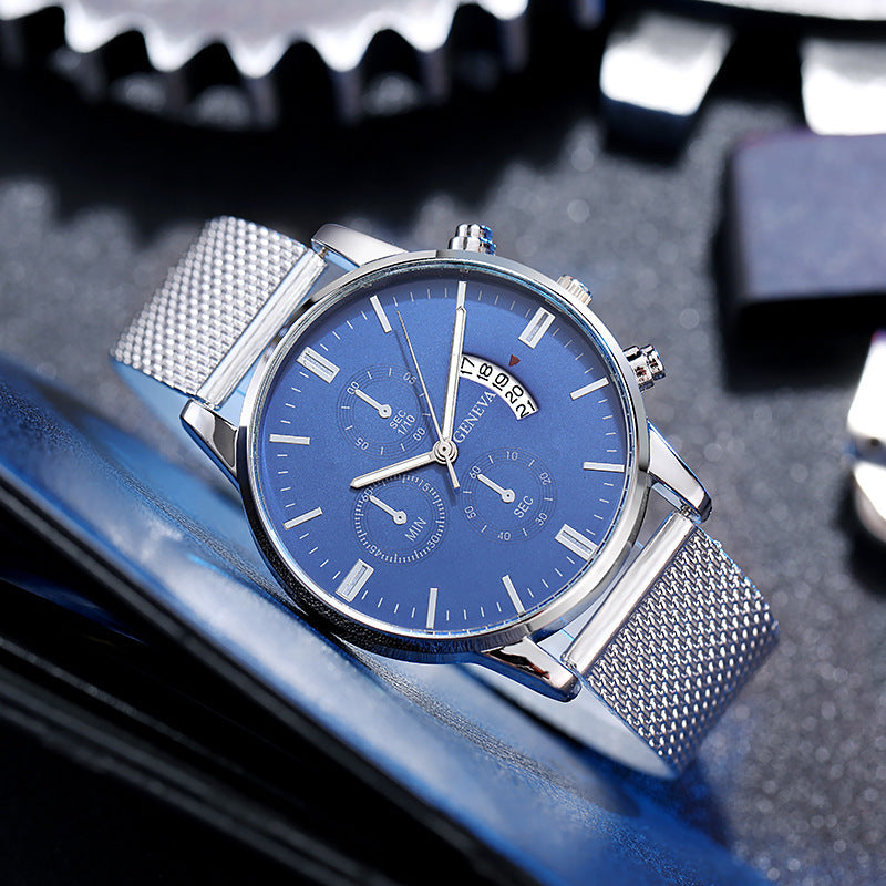 Mens Watch Fake Three-Subdial Six Hands Calendar Casual Fashionable Business Quartz