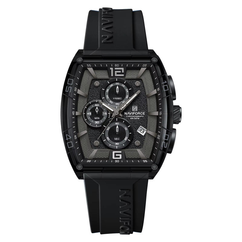 Mens Quartz Watch Barrel-Shaped Silicone Strap Luminous Water-Resistant Sports Watch