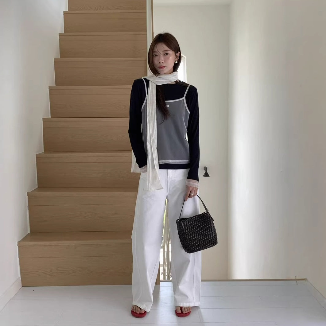 Heavily Draping Super-simple Casual Wide-leg Pants