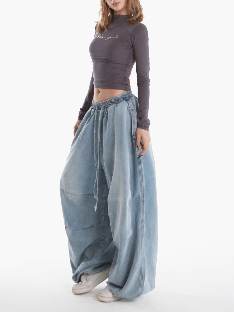 Simple Versatile Loose-fitting Wide-leg Jeans