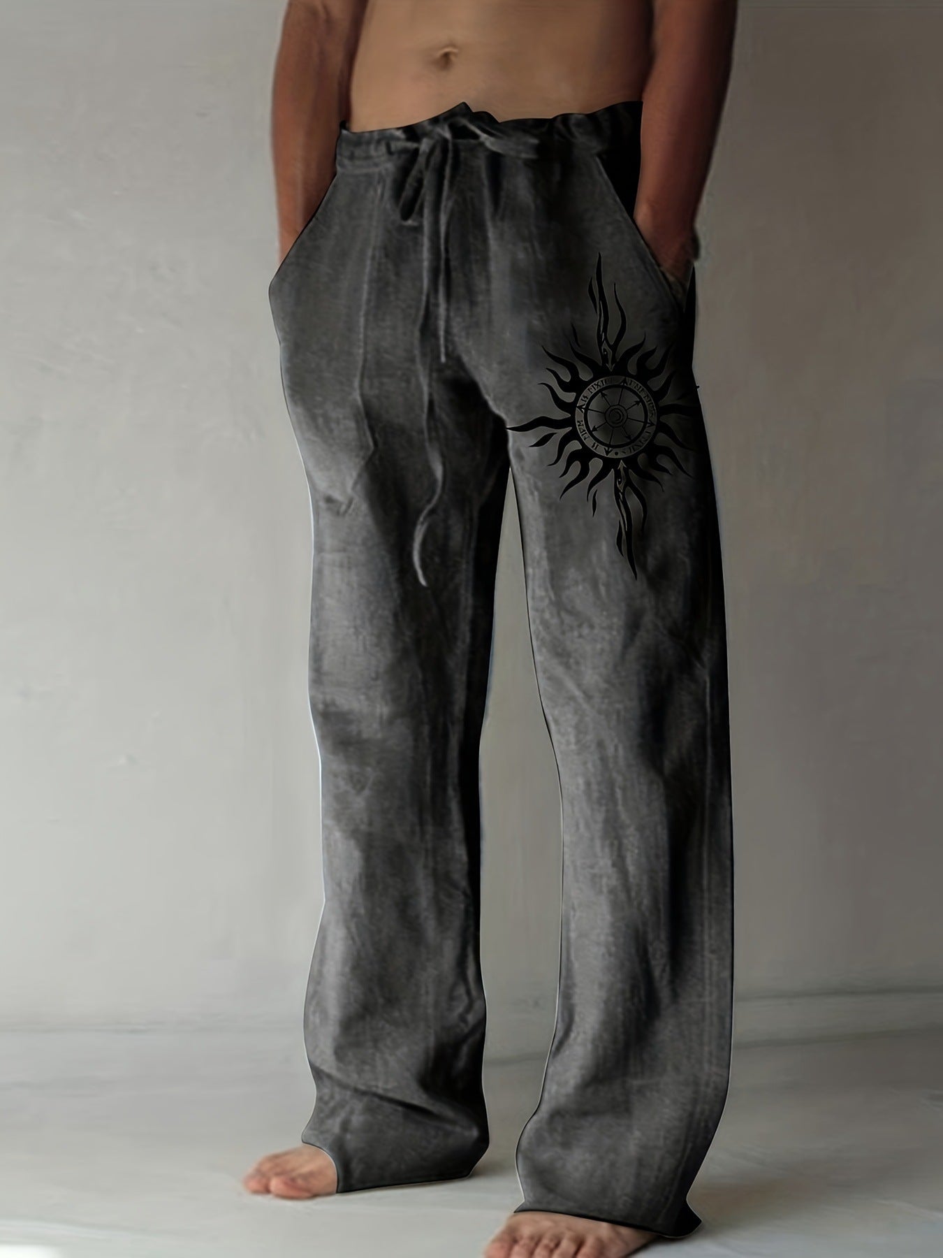 Comfortable Everyday Loose-Fit Mens Wide-Leg Trousers
