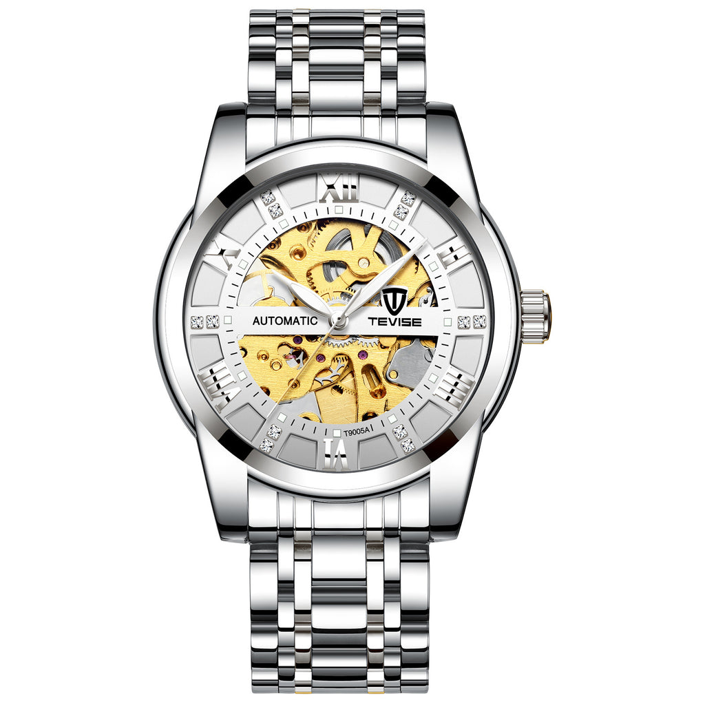 Mechanical Watch With A Hollowed-out Steel Bracelet