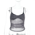 New Sexy Mesh Leopard-Print Fake Two-Piece Camisole Top