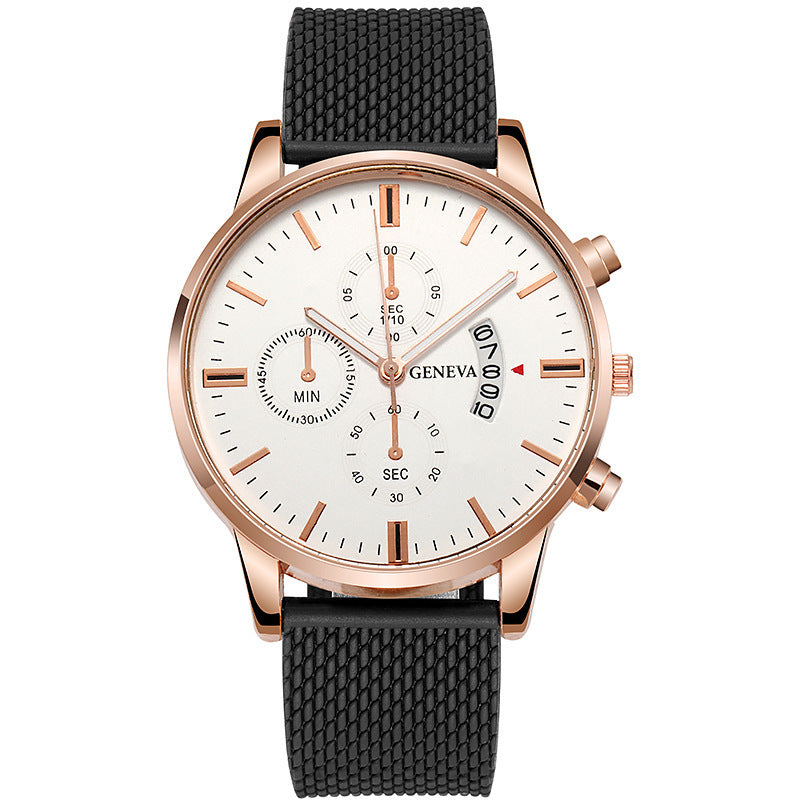 Mens Watch Fake Three-Subdial Six Hands Calendar Casual Fashionable Business Quartz