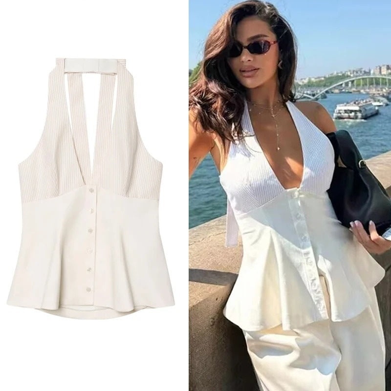 Women's Sleeveless Halter Neck Top