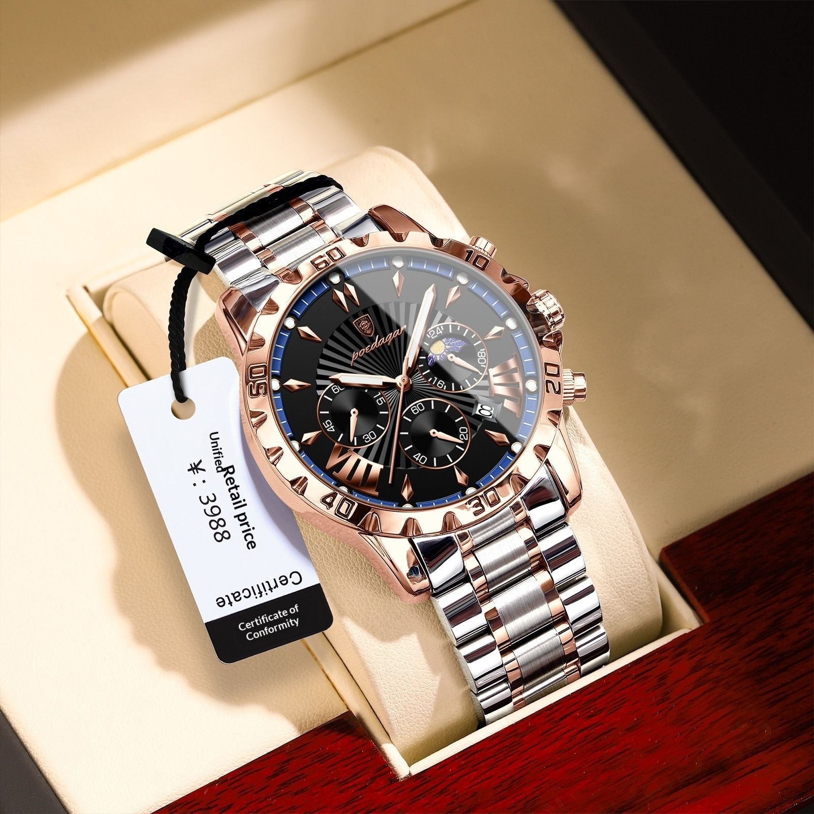 Multifunctional Moon Phase Mens Watch