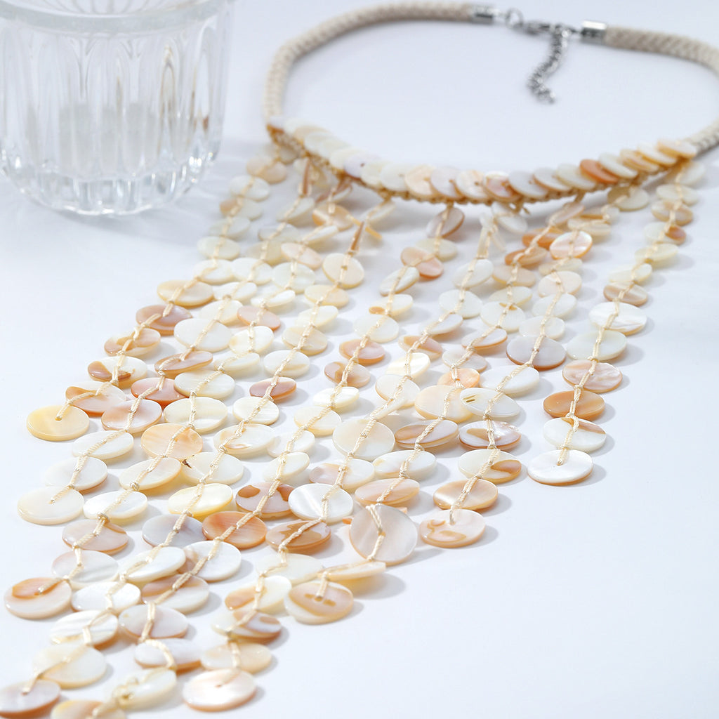 Shell Tassel Handwoven Ocean Beach Resort-Style Multi-Layer Necklace