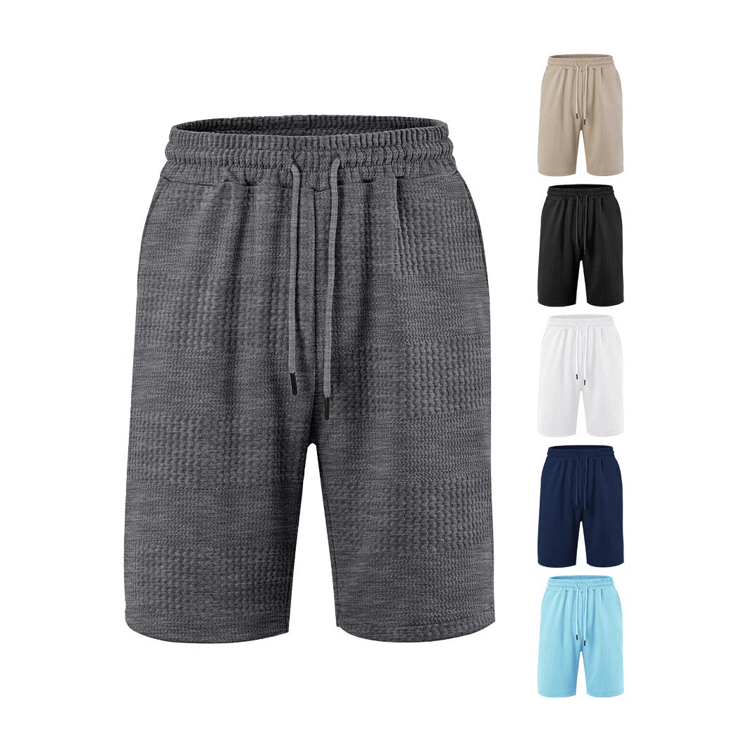 Loose Large Horizontal Stripe Jacquard Fabric Men's Casual Shorts