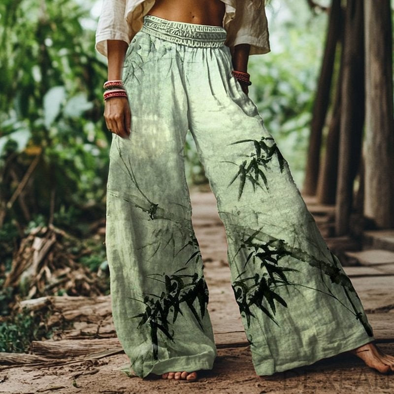 Midriff-baring Wide-leg Casual Pants