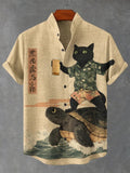 Button Stand Collar Shirt Cardigan Men