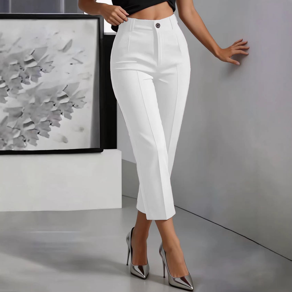 Women's High-Waisted Drapey Straight-Leg Pants