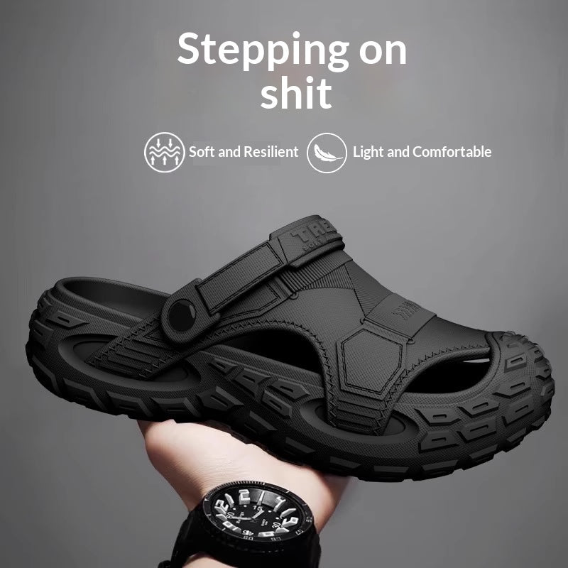 Mens Summer Outdoor Non-Slip Soft-Soled Closed-Toe Beach Clog Shoes