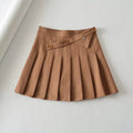 New Summer Oblique Button High Waist Pleated Skirt