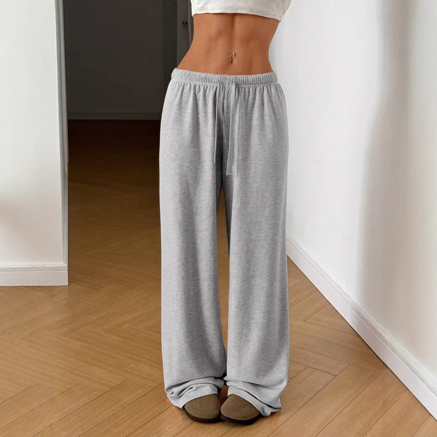 Simple Solid-Color Versatile High-Waist Wide-Leg Pants For Women