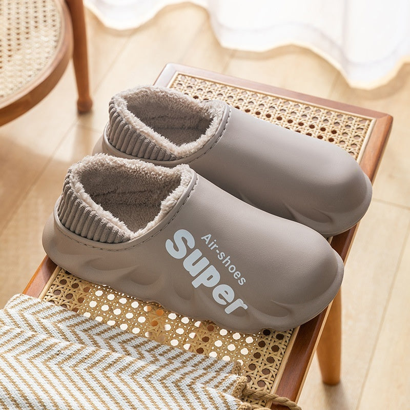 Waterproof Heel-closing Cotton Slippers Warm For Fall And Winter
