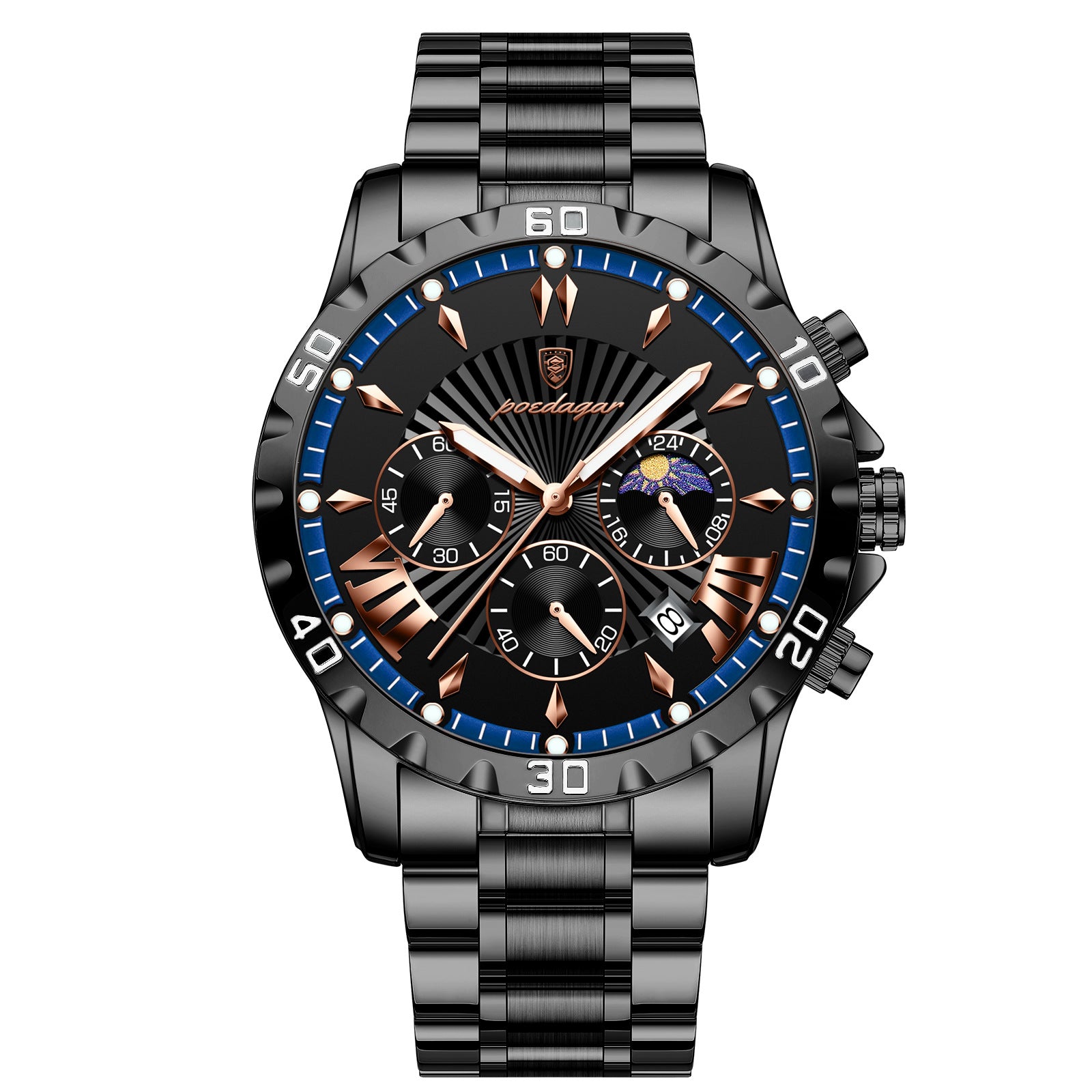 Multifunctional Moon Phase Mens Watch