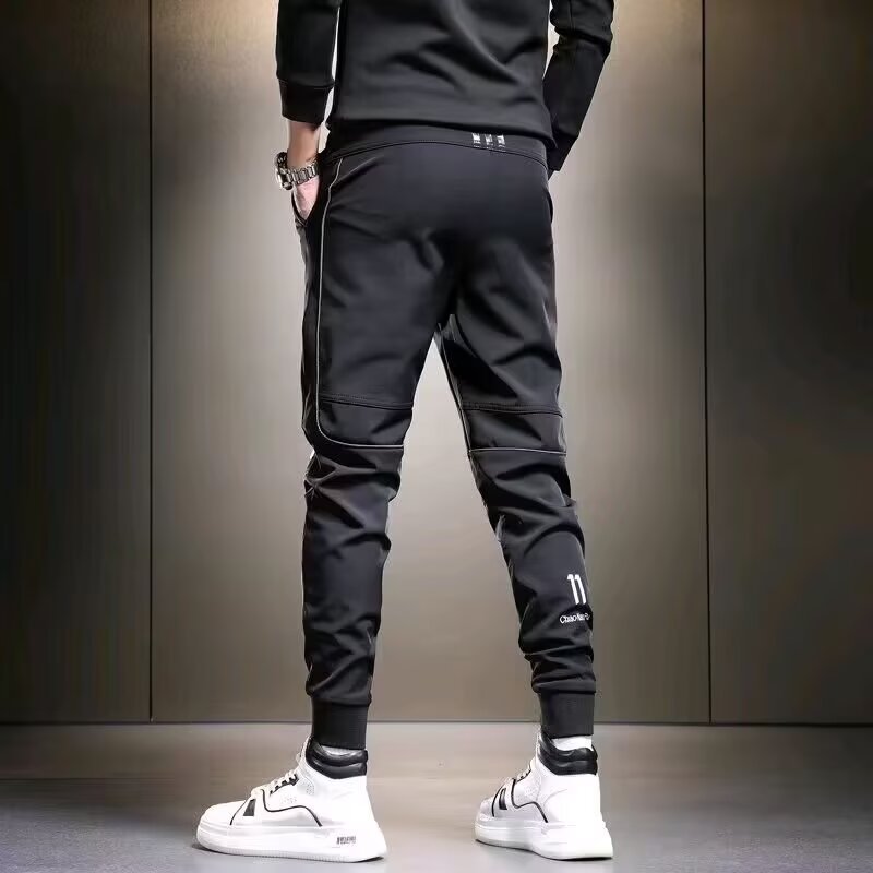 Quick-Drying Autumn Casual Mens Stretch Slim-Fit Korean-Style All-Match Ankle-Tied Sweatpants
