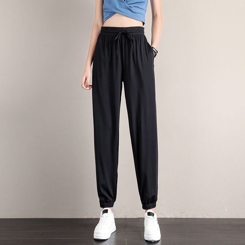 Ice Silk Wide-leg Pants Womens Summer Thin Draping, Loose-fit Style