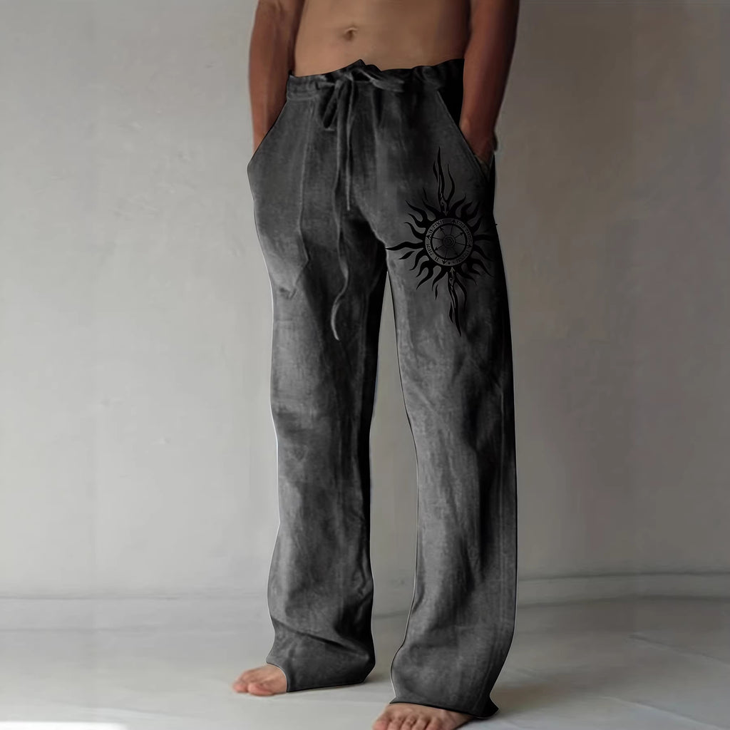 Comfortable Everyday Loose-Fit Mens Wide-Leg Trousers