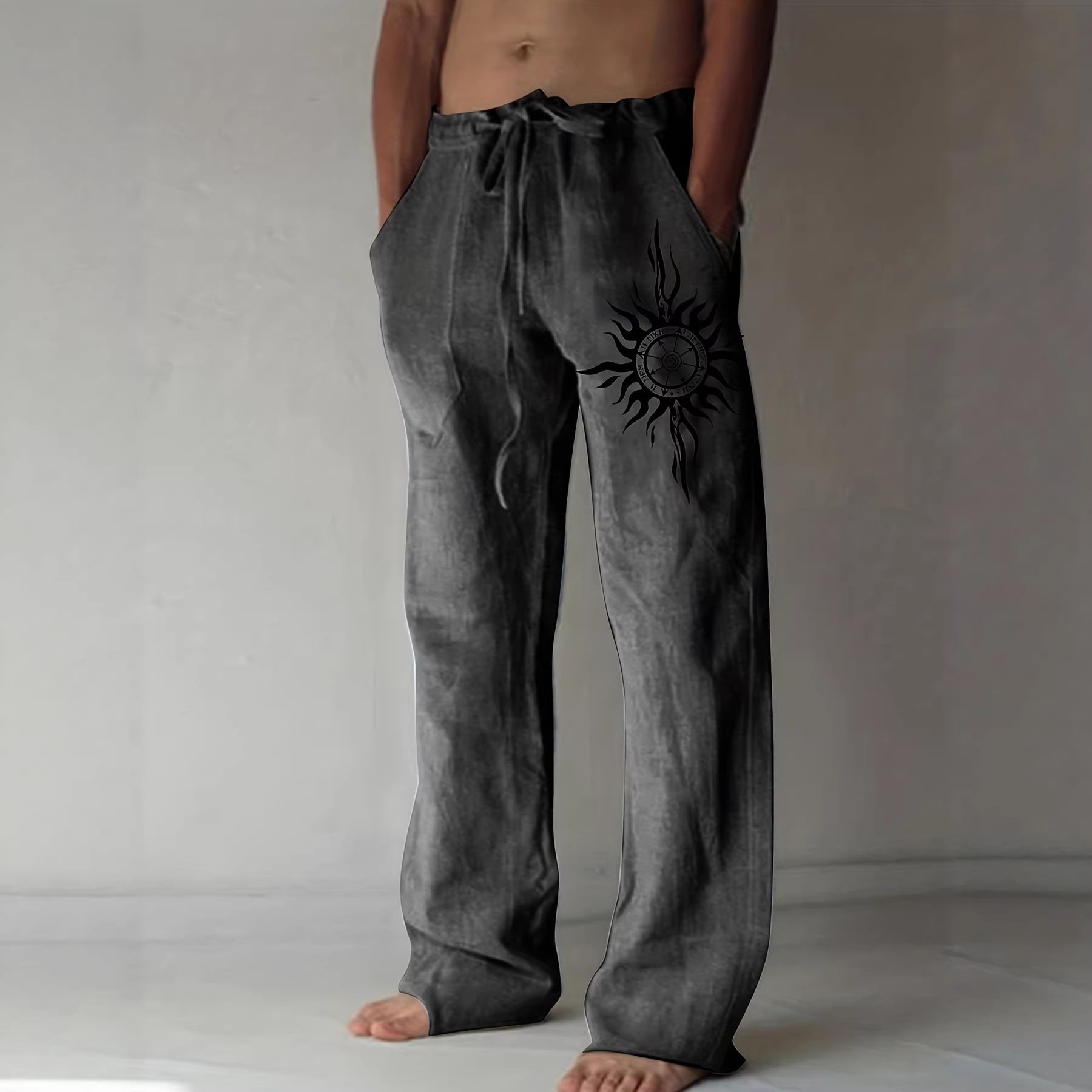 Comfortable Everyday Loose-Fit Mens Wide-Leg Trousers