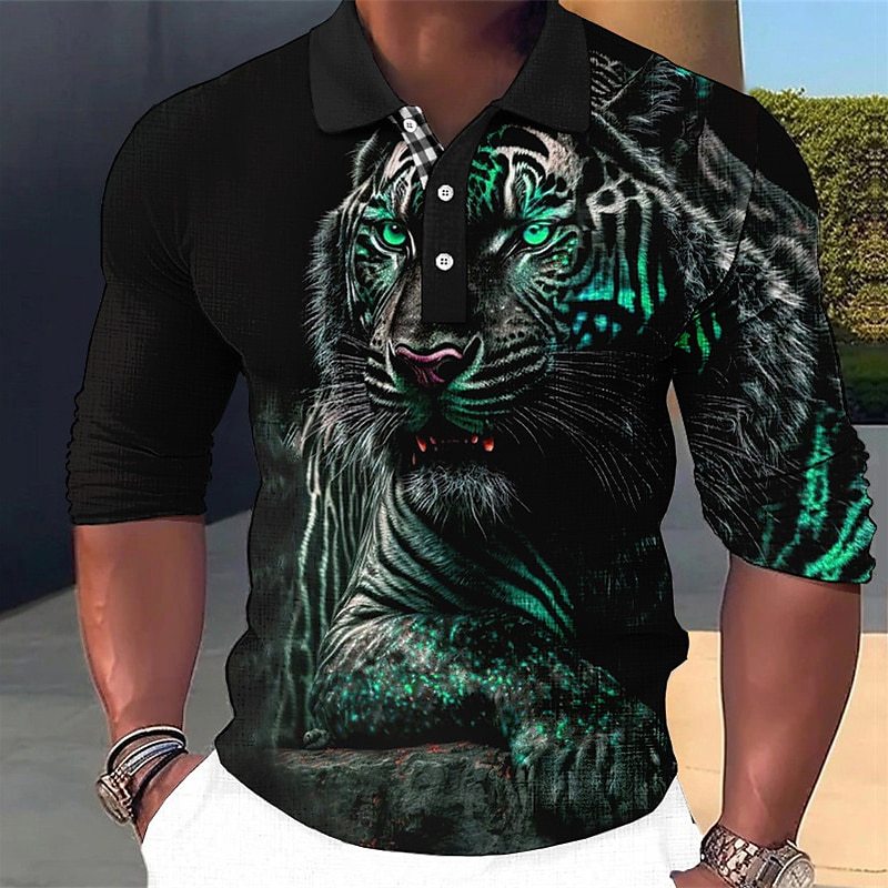 Long Sleeve Button-down Polo Shirt Casual Fashion