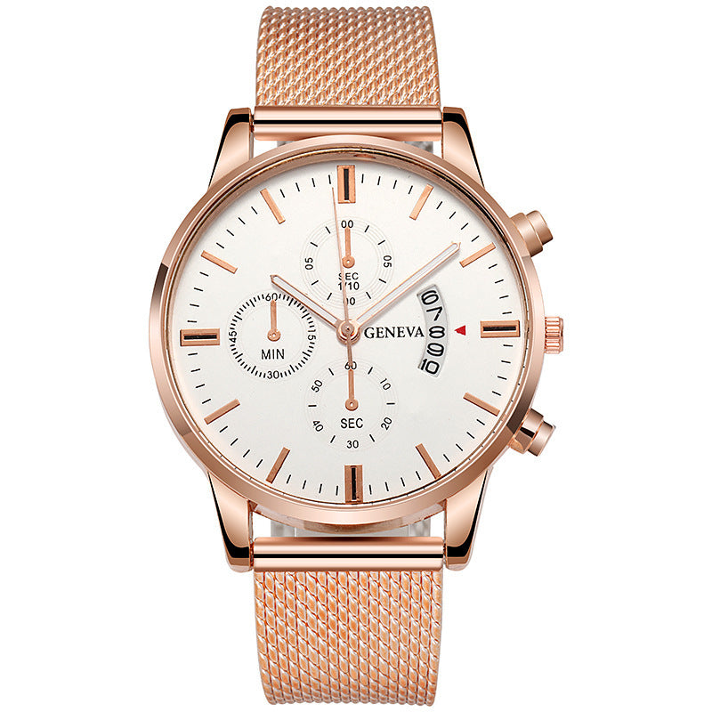 Mens Watch Fake Three-Subdial Six Hands Calendar Casual Fashionable Business Quartz