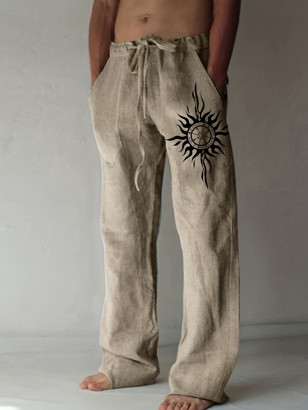 Comfortable Everyday Loose-Fit Mens Wide-Leg Trousers