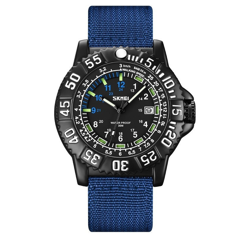 Personalized Calendar Mens Luminous Quartz Watch With A Casual Nylon Strap