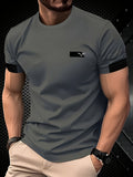 Mens Casual Minimalist 3D Short Sleeve Printed T Shirt Top