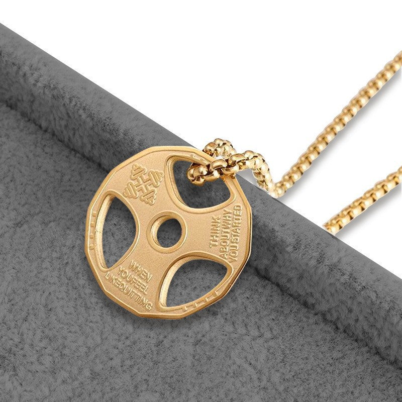 European And American-style Fitness Dumbbell Plate And Barbell Necklace For Men