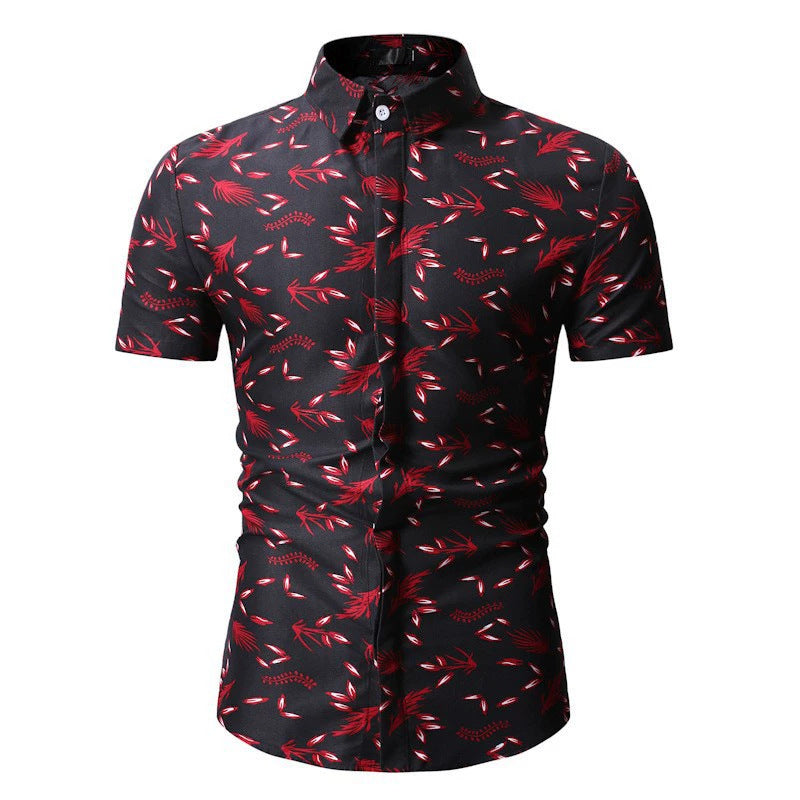 Mens 3D Digital print Short sleeve Lapel Shirt