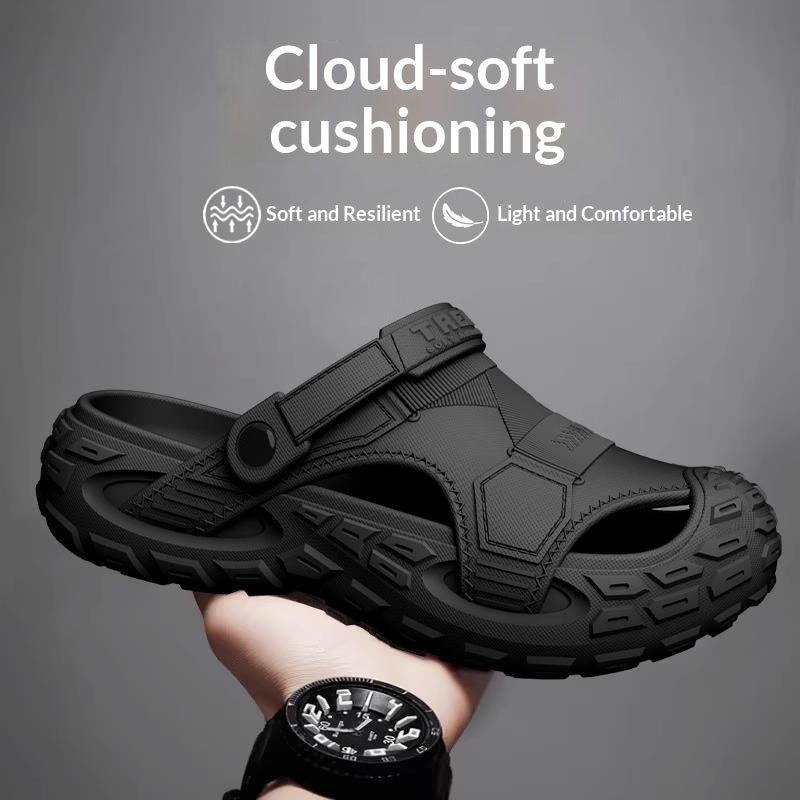 Mens Summer Outdoor Non-Slip Soft-Soled Closed-Toe Beach Clog Shoes