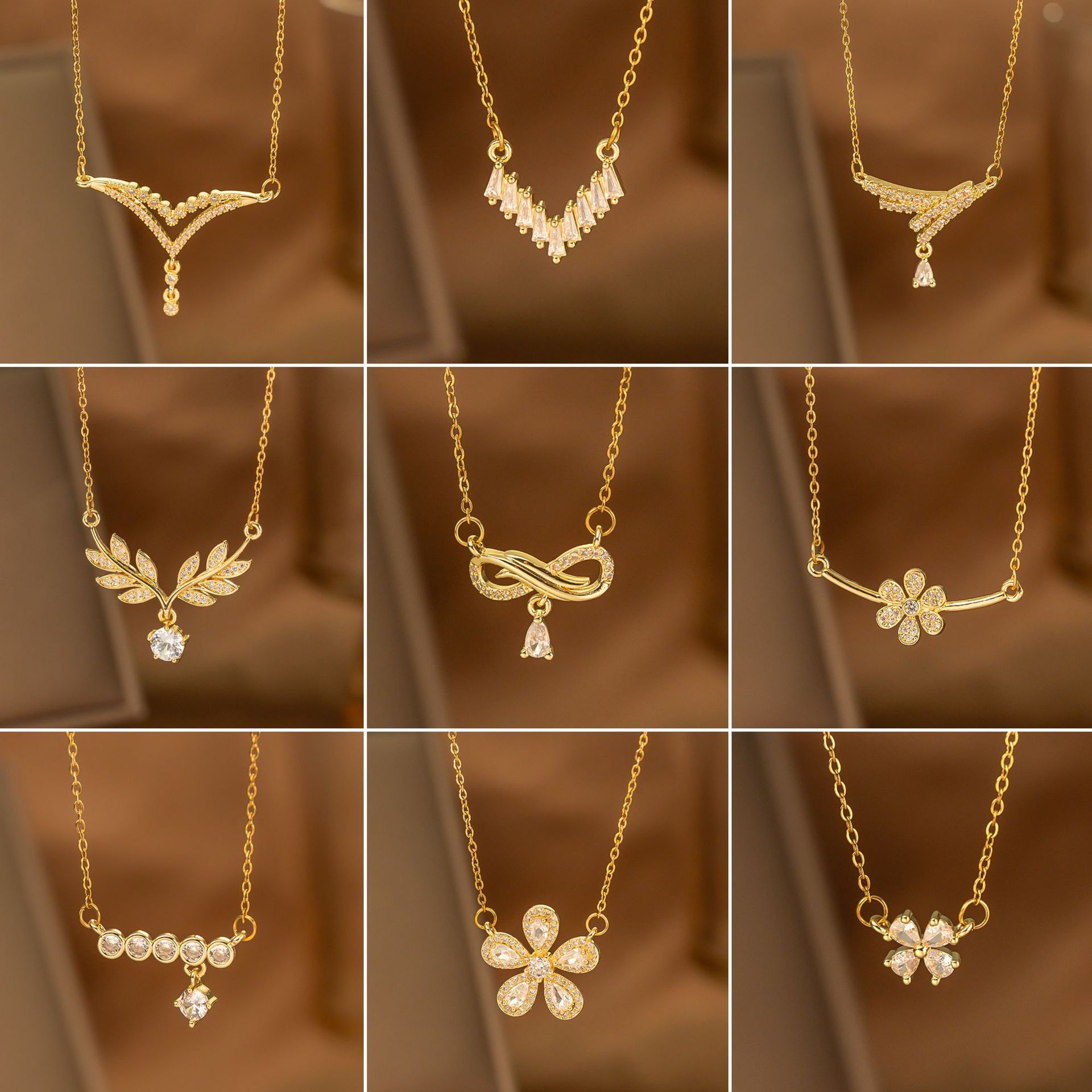 Fashionable Minimalist Internet-celebrity-style Versatile Single-diamond Pendant Necklace
