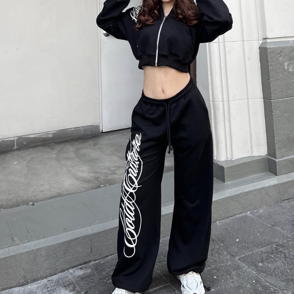 Printed Pattern Stretchy High-Street Dark Gothic Long Pants