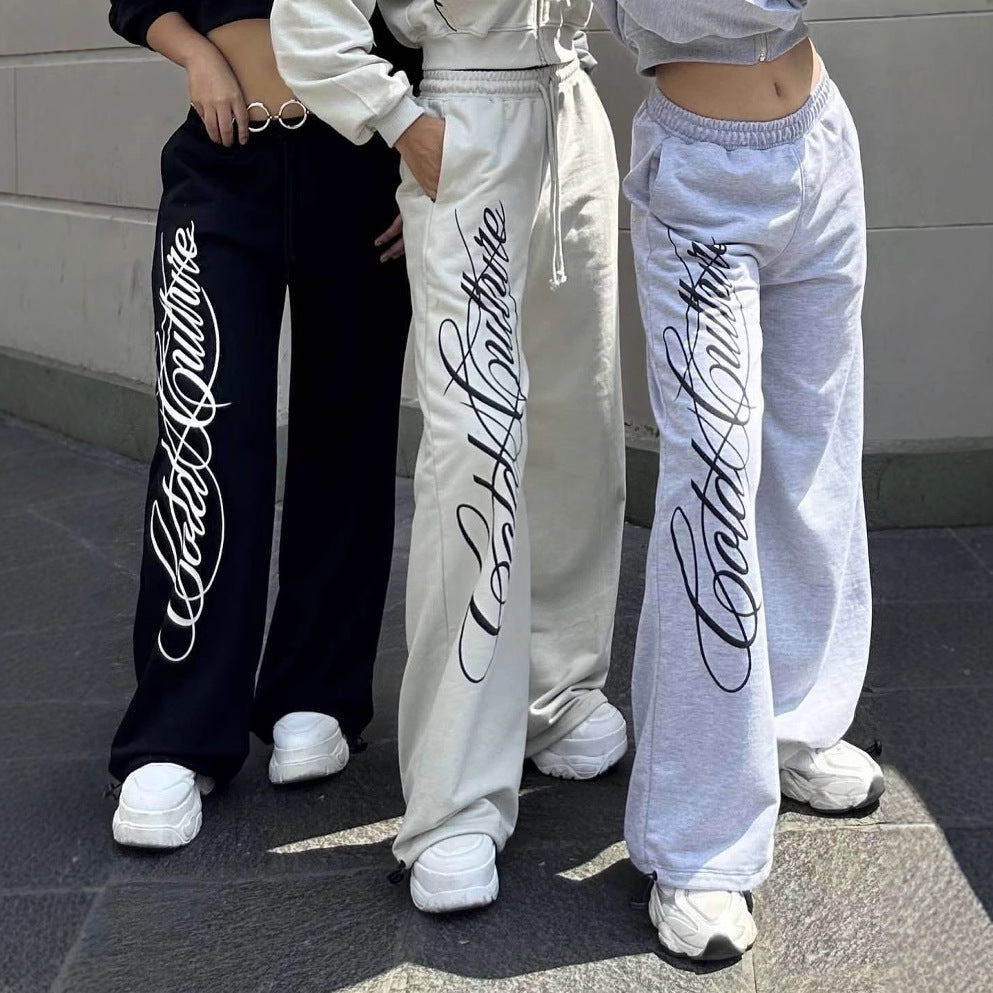 Printed Pattern Stretchy High-Street Dark Gothic Long Pants