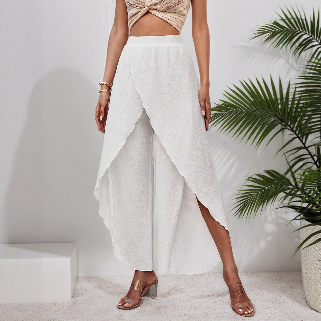 Patchwork Loose Irregular Wide-leg Casual Pants Womens