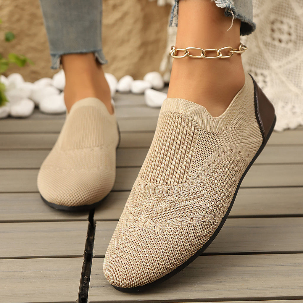 Flyknit Womens Shoes Flat-Soled Breathable Casual