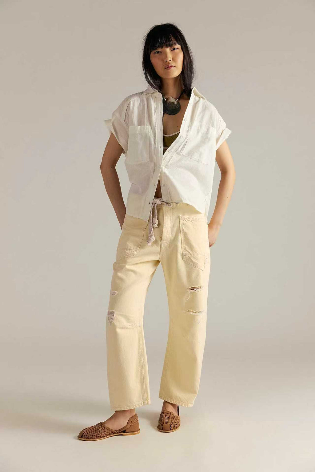 New Washed Pants With A Drawstring