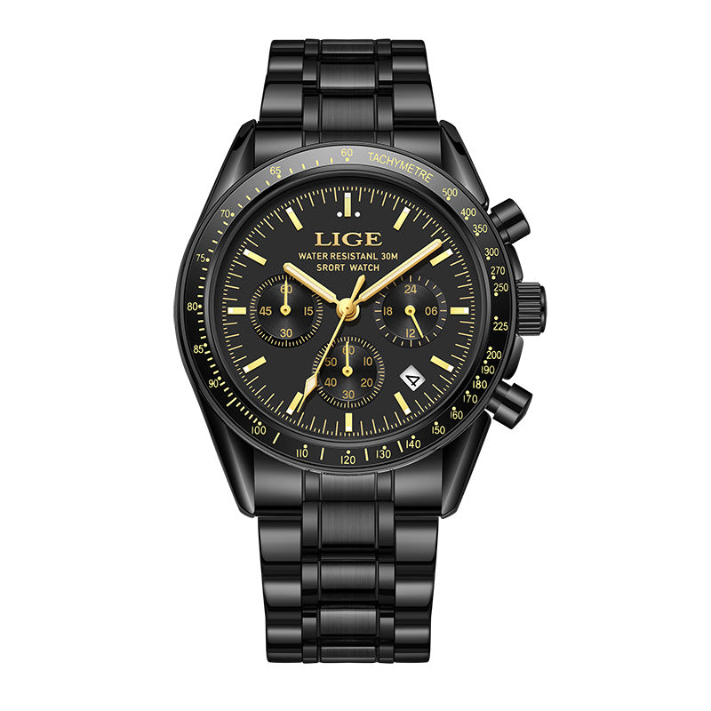 Mens Multifunctional Waterproof Calendar Luminous Quartz Watch